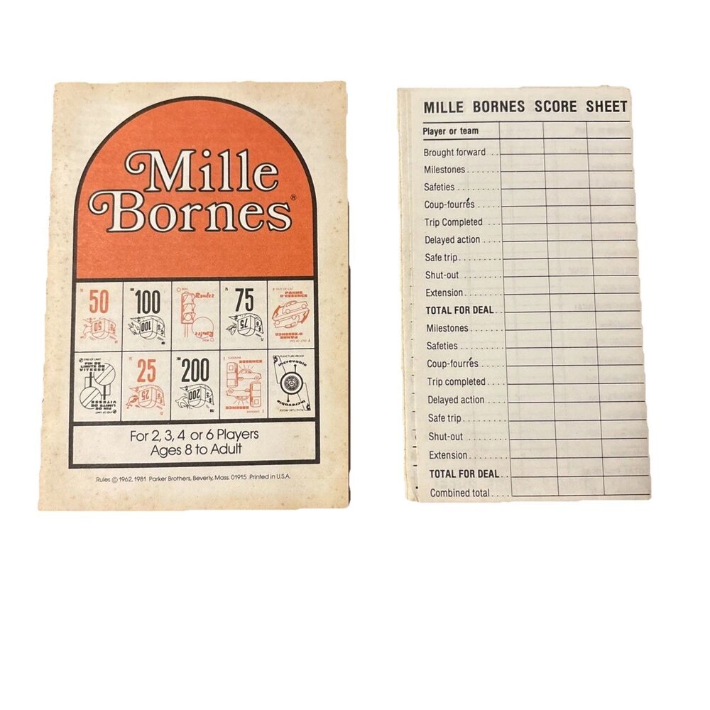 Vintage Mille Bornes 1971 Parker Brothers French Card Game 2 Cards Missing - Picture 2 of 8